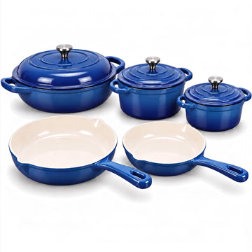 5-Piece Cobalt Blue Enameled Cast Iron Cookware Set
