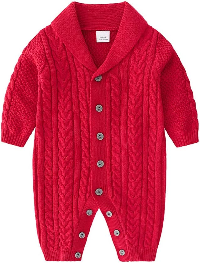 New Born Baby Boy Fall Winter Clothes Cable Knit Sweater Romper Jumpsuit Outfits