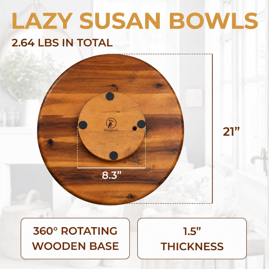 Acacia Wood Lazy Susan Turntable Organizer for Countertop