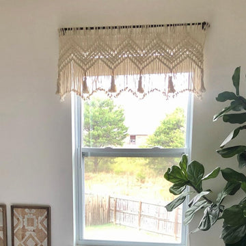 Macrame Valance Curtain for Kichen Windows 39.3x23.62inch Farmhouse Boho Curtains Window Valance Livingroom Kitchen