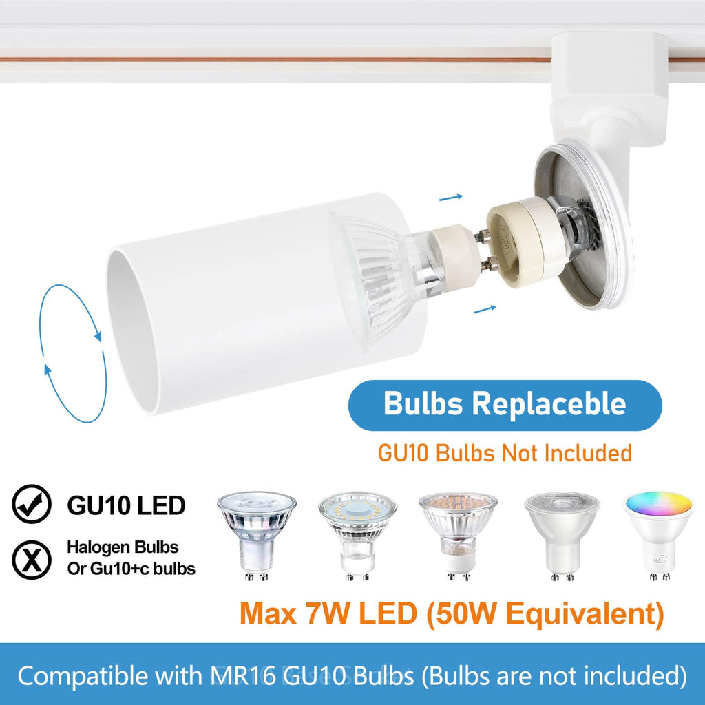 Plug in Track Lighting with Power Cord, 8 Light LED Track Lighting Kit with Connectable Rails, GU10 Kitchen Track