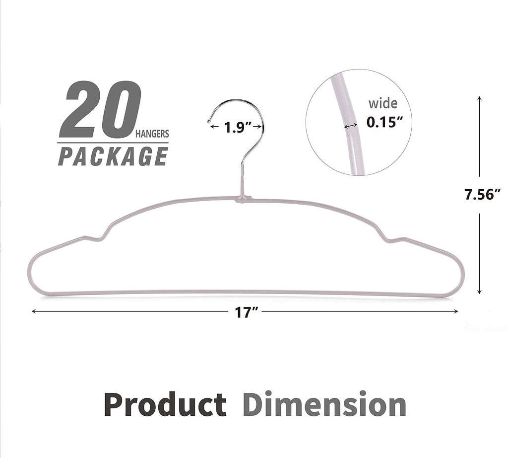 Metal Hangers 20 Pack, Non Slip Clothes Hangers Space Saving, Heavy Duty Rubber Coated Wire Hanger for Coat, Shirt