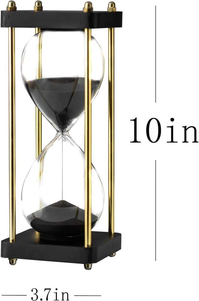 Hourglass Timer 60 Minute, Golden Wooden Sand Timer, Black
