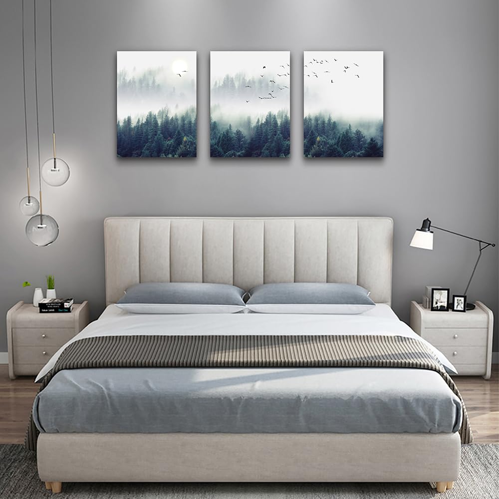 Large Forest Canvas Wall Art Pine Tree Artwork Painting 16 x 24 In