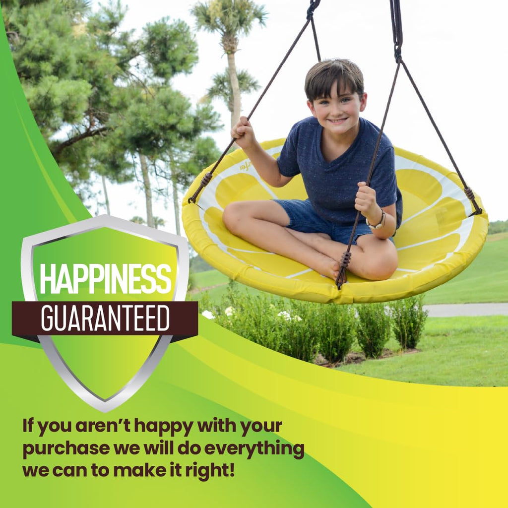 Slice Tree Swing, Saucer Swing for Kids Outdoor, Weather Resistant Quick Drying Fabric, Easy Tool Free Assembly, Ages