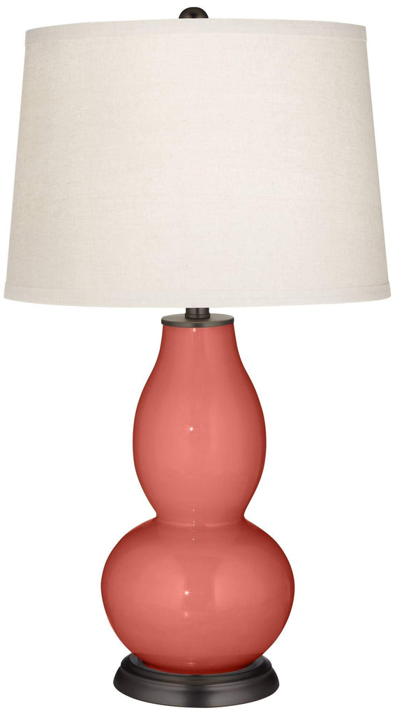 Double Gourd 28 3/4" Tall Table Lamp Coral Reef Pink Orange Glass Modern