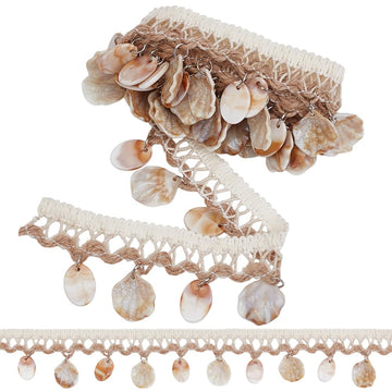Shell Fringe Trim Braid Lace Trim 1.46 inch Wide Resin Shell Lace Border Ethnic Craft Ribbon Sewing Fabric - 3 Yards