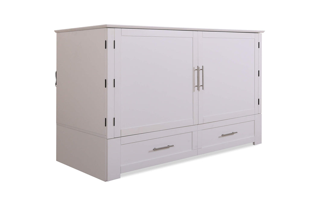 Paradiseo Murphy Cabinet Chest Bed with Charging Station 8 Inch, Queen (Angel White)