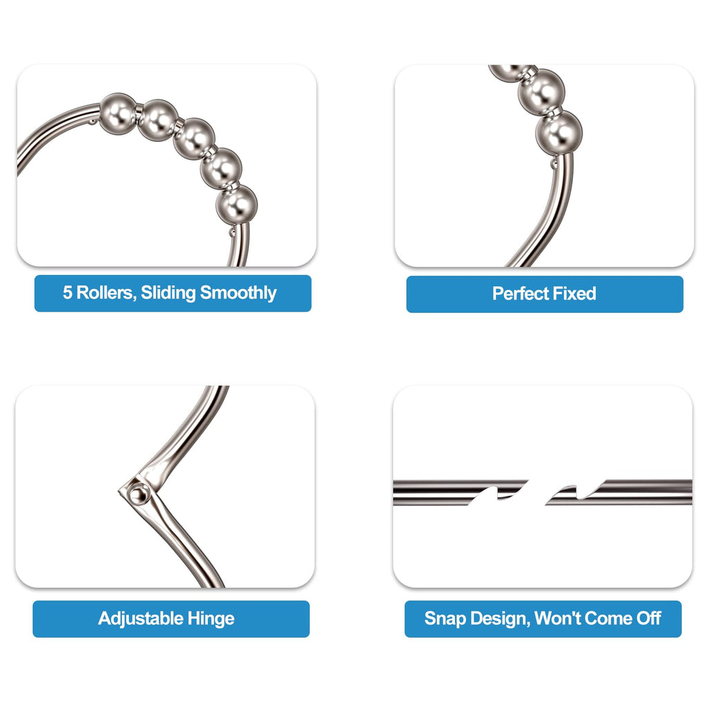 Shower Curtain Hooks, Decorative Rust Proof Shower Curtain Rings