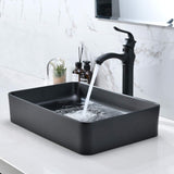 20 Inch Matte Black Vessel Sink Rectangular