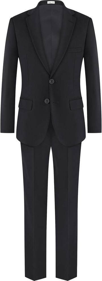 Boys Stretch Suit Set with Pre-Tied Zipper Tie | Slim & Husky Fit Options
