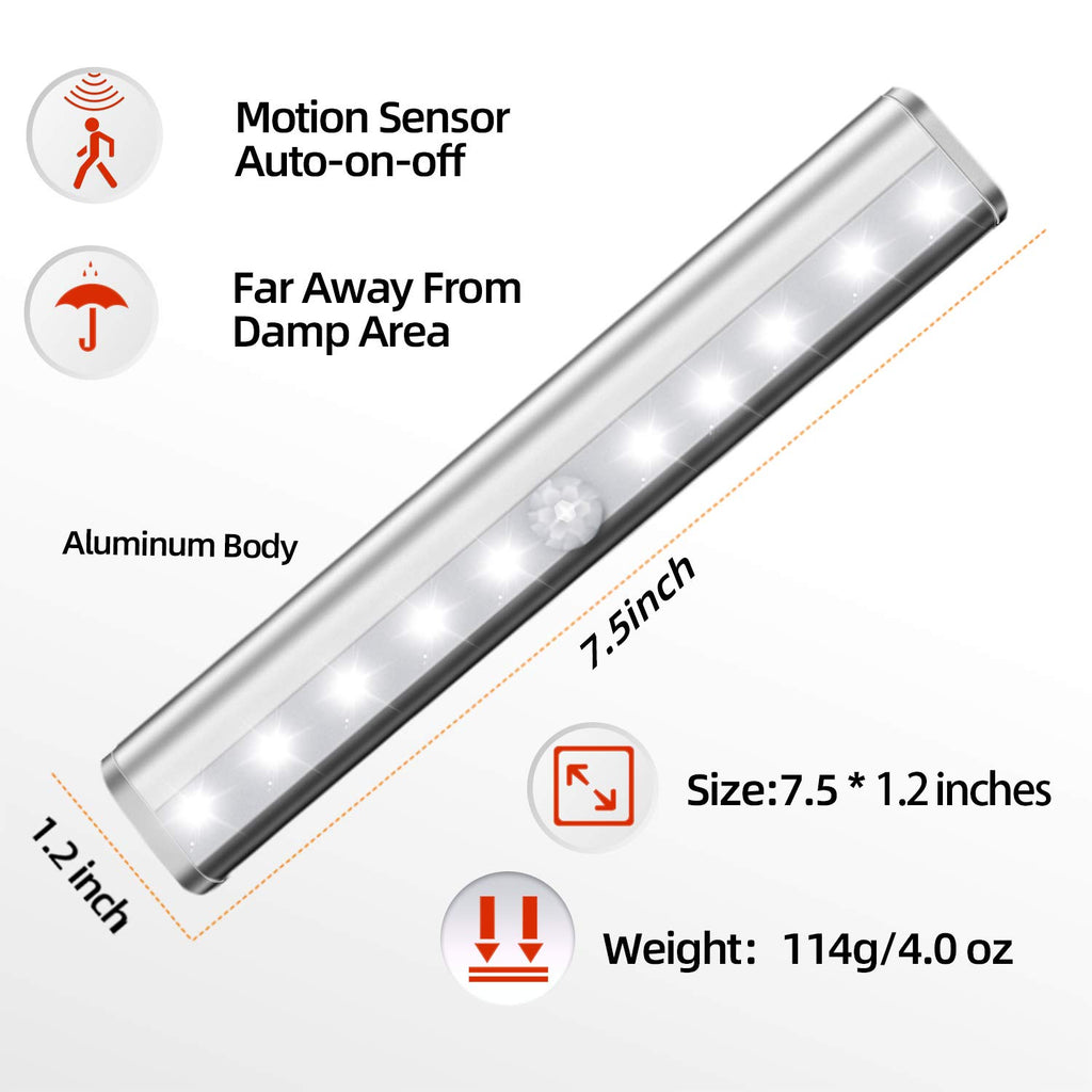 6 Pack Battery Powered Motion Sensor Lights Indoor, Closet Lights