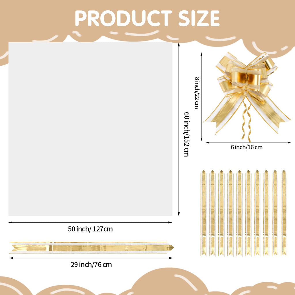 10 Pcs Jumbo Huge Cellophane Gift Bags 50x60 Inch Extra Large Cellophane Wrap Clear Gift Basket Wrap with 10 Gold