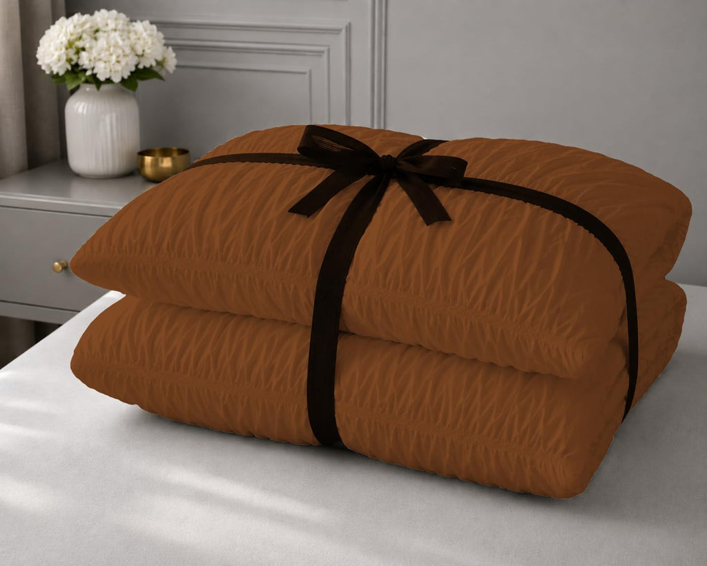 Ruched Pattern 3-Piece Duvet Cover Set by with 2 Pillow Shams, 100% Egyptian Cotton, 600 Thread Count, Zipper &