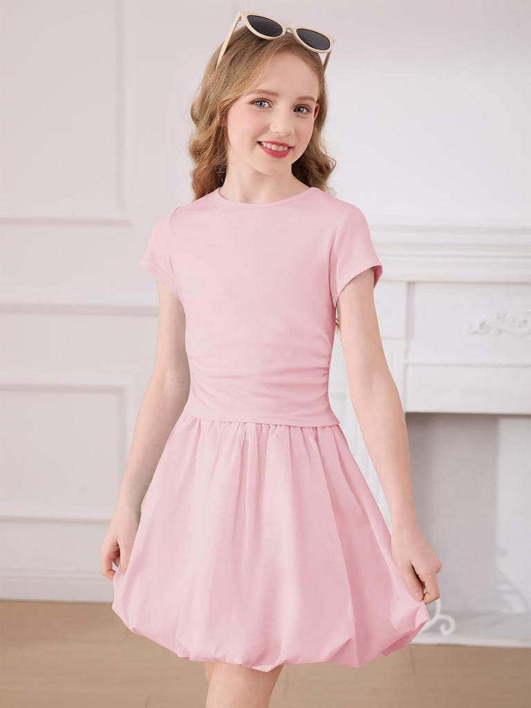 Girls Skirt Sets Piece Ruched Bubble Skirt Outfits