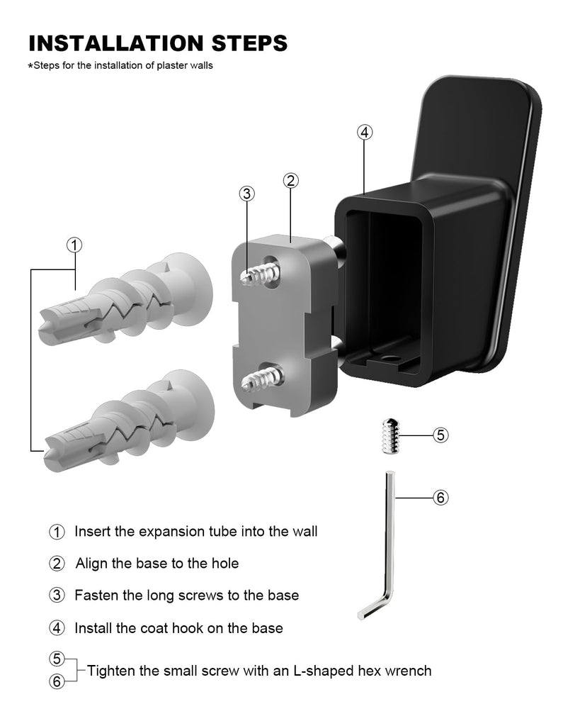 4-Pack Matte Black Towel Hook, Robe Coat Hook, Heavy Duty Wall Hooks for Hanging Bag Hat Mudroom Bedroom Shower
