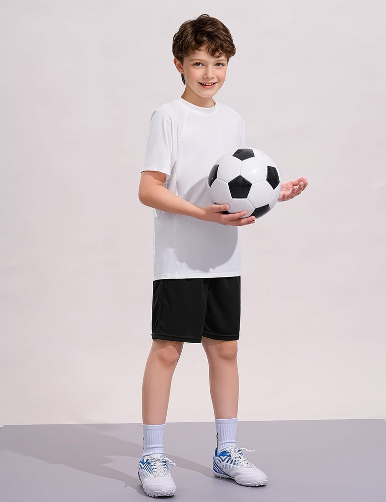 Boys Athletic Shorts Youth Quick Dry Soccer Basketball Running Gym