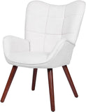 Modern Dining Room Chairs, Mid-Century Upholstered Kitchen Chairs with Back Support and Solid Wood Legs, Accent Chairs for Dining Room, Living Room or Restaurant, White