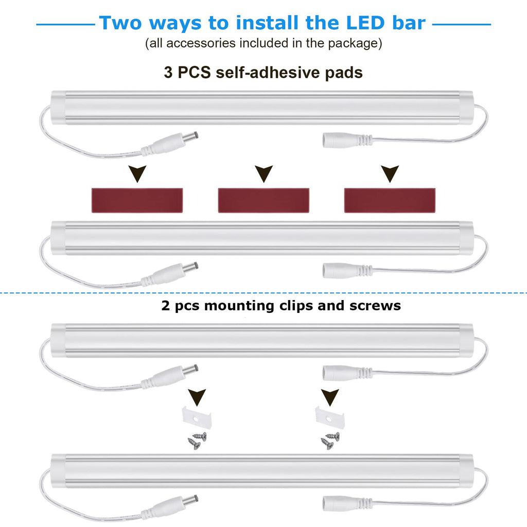 Under Cabinet LED Lighting Kit, Super Bright, 6 PCS 12" Slim Light Bars, 31W 2000 Lumen, Dimmable, Plug or Wired