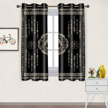 Nordic Vikings Curtains, Tree of Life Curtains, 42x63inches, 2 Panels