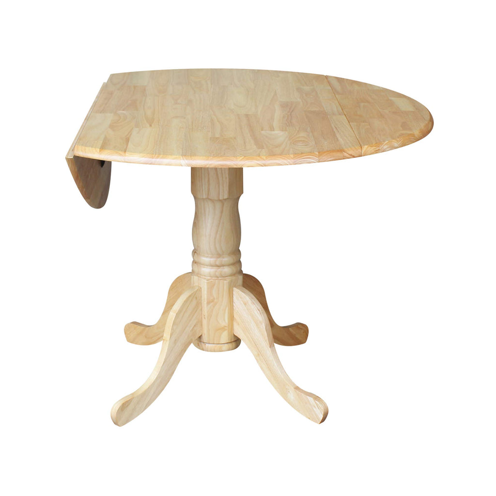 42" Solid Wood Drop Leaf Pedestal Dining Table