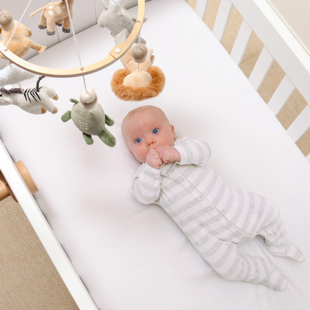Crib Mobile for Boys or Girls - Wooden Musical Baby Crib Mobile with 12 Lullabies, Jungle Animal, Baby Mobile Crib
