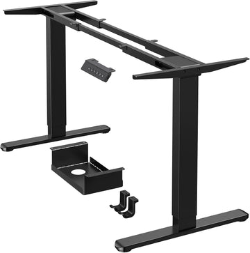 Dual Motor Standing Desk Legs for 44-90 inch Desktops, 264 lbs | 4 Memory Presets, Cable Tray, Dual Hooks, 28-47 inch