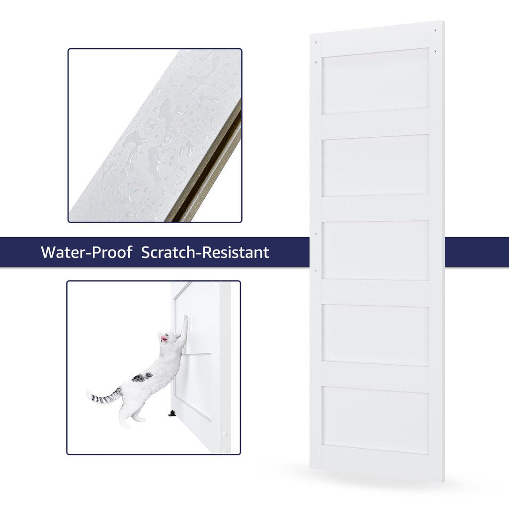 30in x 84in Sliding Barn Door 5 Panel with Water-Proof PVC Surface