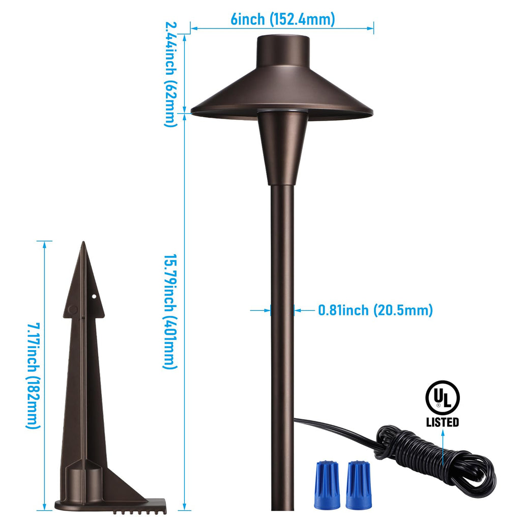 5CCT Low Voltage LED Pathway Lights, Hat Shape Head