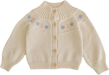 Kids Knitted Cardigan Sweater and Short set, Long Sleeve, Toddler Girls Clothes, Beige, Blue (US, Age, 18 Months, 24