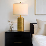 23" Brass Gold Ceramic Table Lamps, Retro Warm Gold Lamps, Vintage Bronze Decorative Lamps