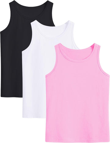 Girls Tank Tops Kids Cotton Sleeveless Racerback Athletic Shirts