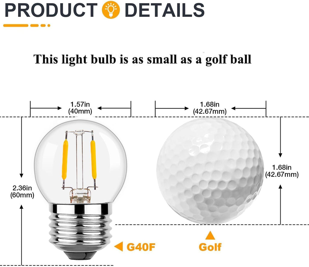 G40 E26 Low Watt LED Bulbs, 2700K Warm White, 6-Pack