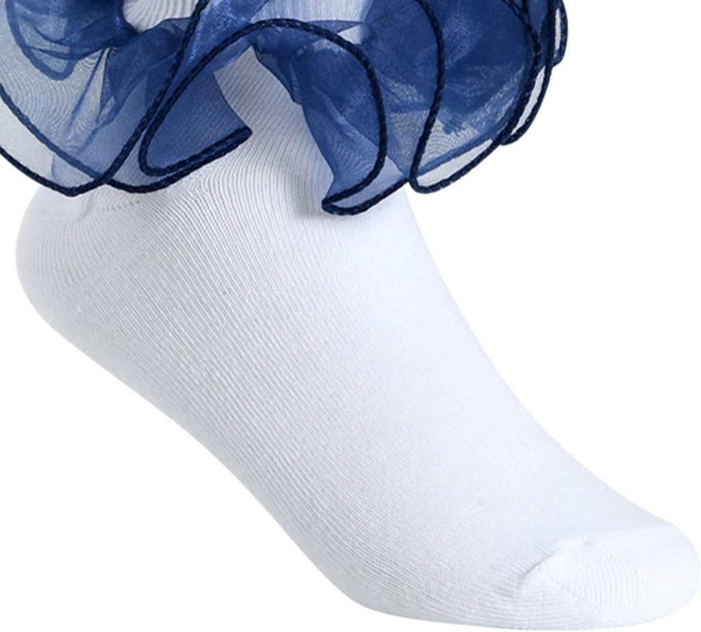 3 Pairs Big Double Lace Frilly Trim Dress Socks