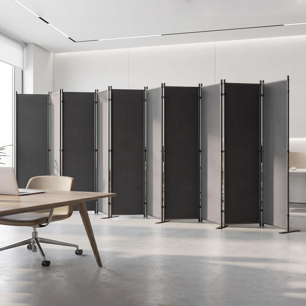 10-Panel 6 ft Tall Indoor Folding Room Divider, Dark Grey