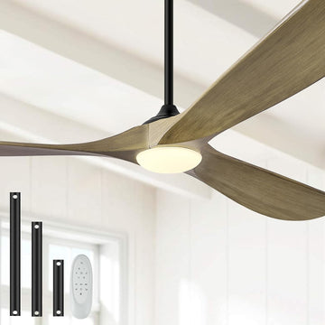 Inspired Maverick Style 52" Wood Ceiling Fan with Light and Remote, 3 Walnut Blades, Reversible DC Motor, Indoor/Outdoor - Bronze Gray