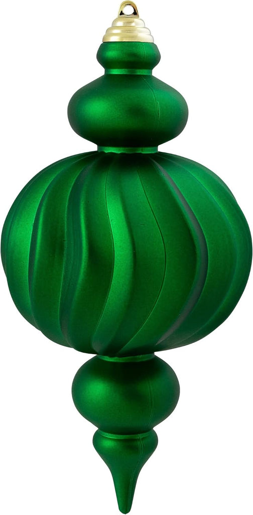Shatterproof Commercial Size Finial Christmas Ornaments - 10" - Green - Set of 4