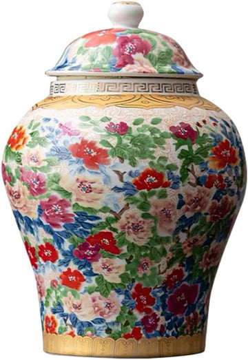 8 inches Ginger Jar with Lid Chinese Decorative Ceramic Tea Storage