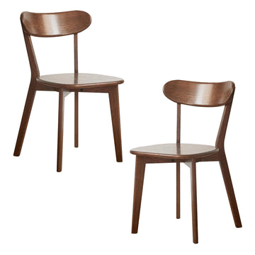 Walnut Dining Chairs Set of 2, Solid Oak Wood