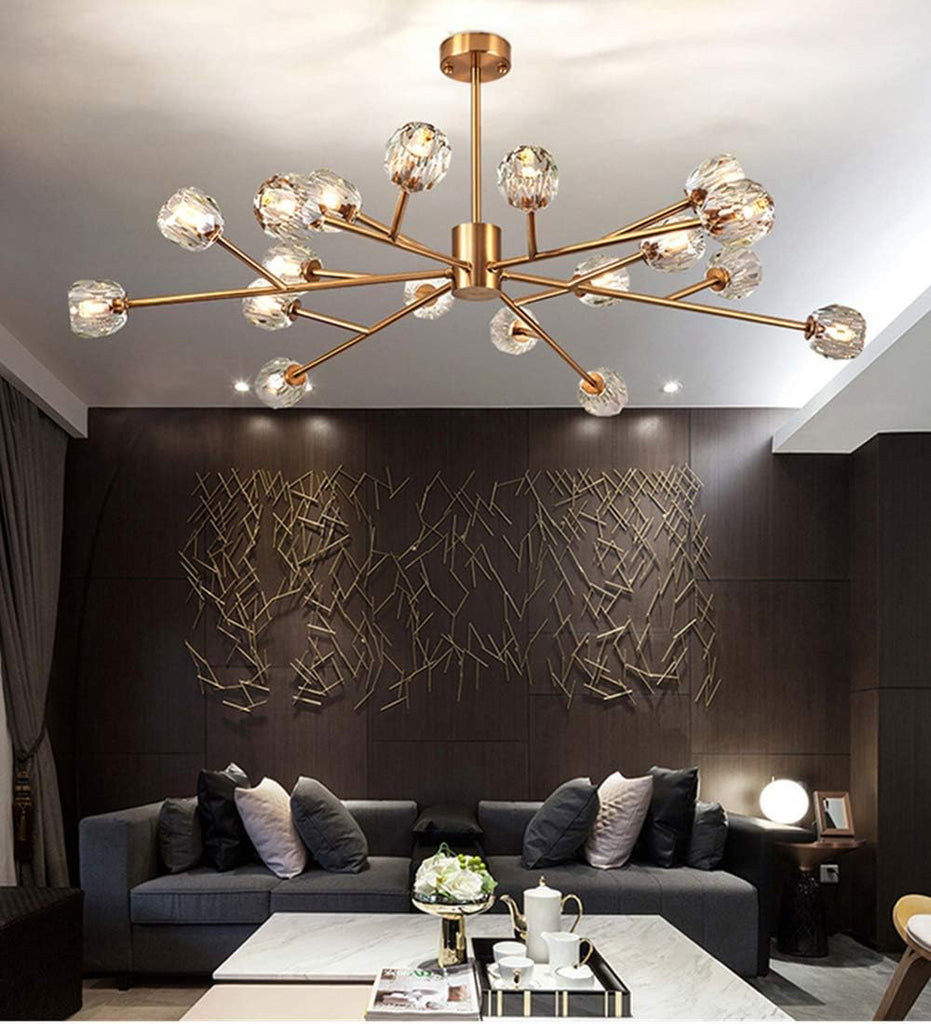 Modern Sputnik Chandelier 18-Light Crystal Pendant 43" LED Ceiling Light Pendant, Cut Crystal with G9 LED Bulbs (Gold) A116-B082VBH82Z
