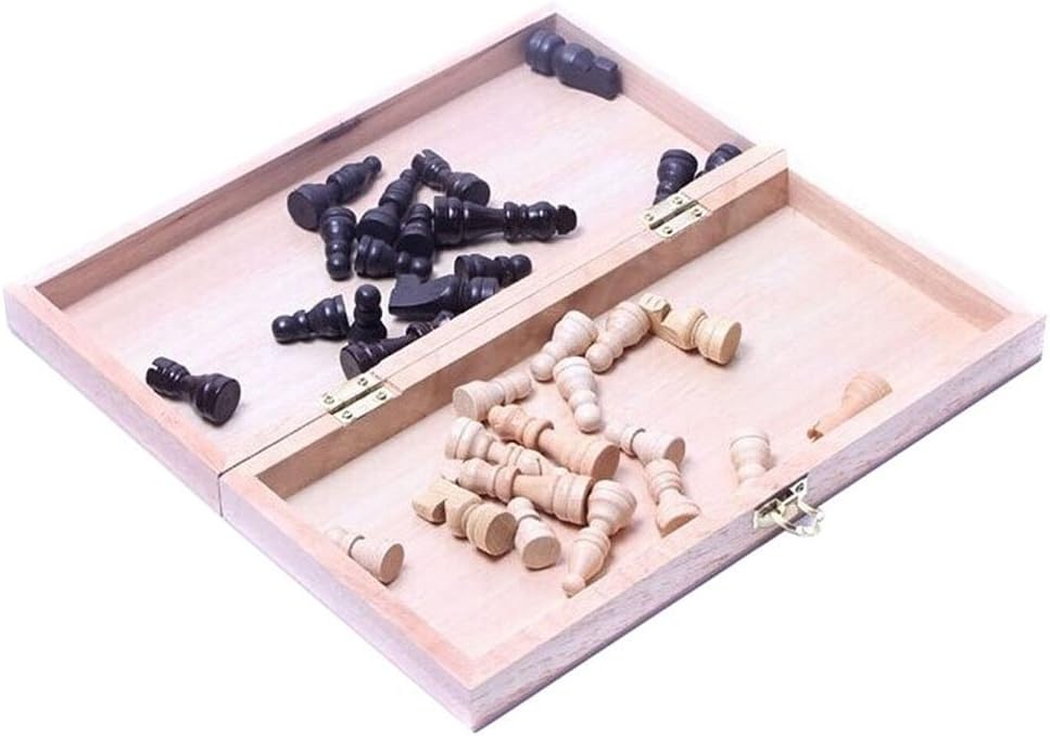 15" Classic Vintage Standard Folding Wooden Chess Set, Foldable Games Board Crafted Carved
