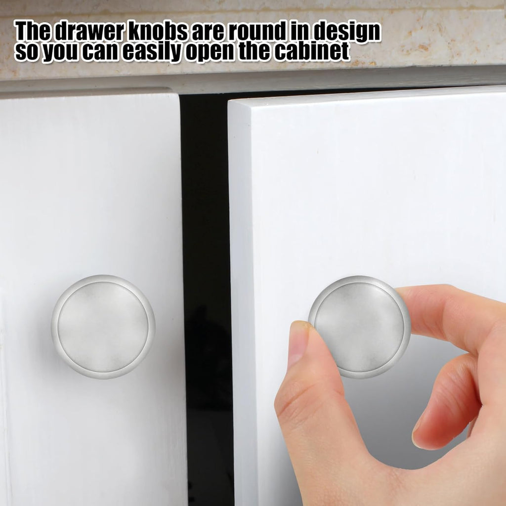 30mm Silver Cabinet Knobs - 18 Pieces Drawer Pulls for Dressers, Kitchen, Cabinets With Screw