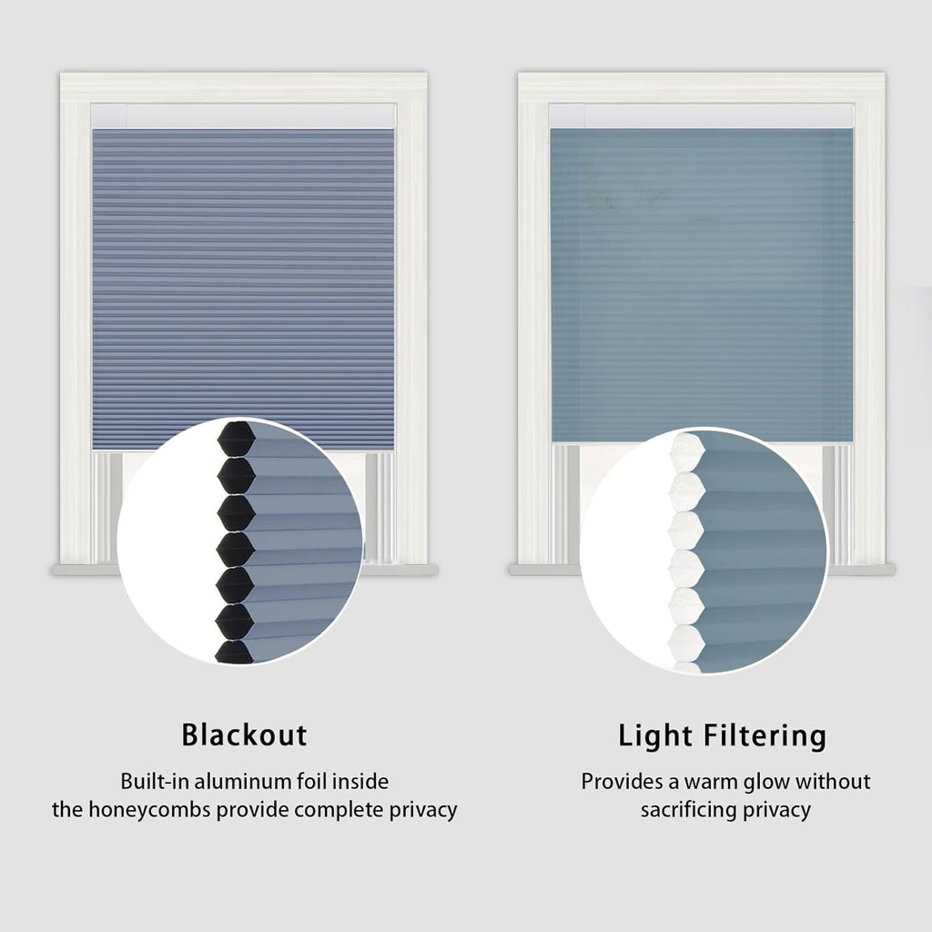 Cordless Honeycomb Cellular Shades No Drill No Tools Easy to Install UV Protection Indoor Windows Thermal Insulated