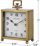 HOME Small Gold Table Clock, Silent Non-Ticking Classic Battery Operated Decorative Mantel Desk Shelf Clock for