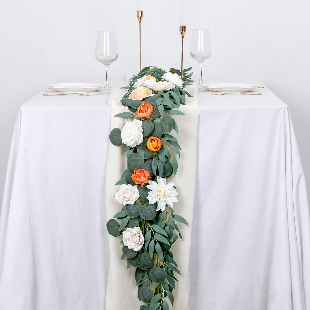 6.56FT Green Eucalyptus Garland for Decoration Table with Willow Leaves Greenery Garland Fake Hanging Plants - Set of 5