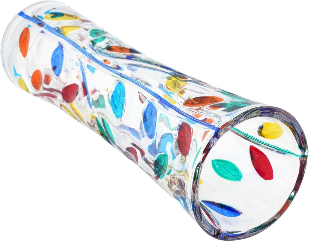 Murano Italian Crystal Flower Vase - Multicolor Tree Leaves Branches Design - Made in Venice, Italy 7-1/2 Inch Tall