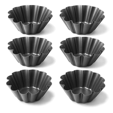 Pudding Moulds Set of 6, Carbon Steel 3.93 Inch Yorkshire Pudding Tins, Mini Tart Tins, Egg Tart Mold & Mini Quiche