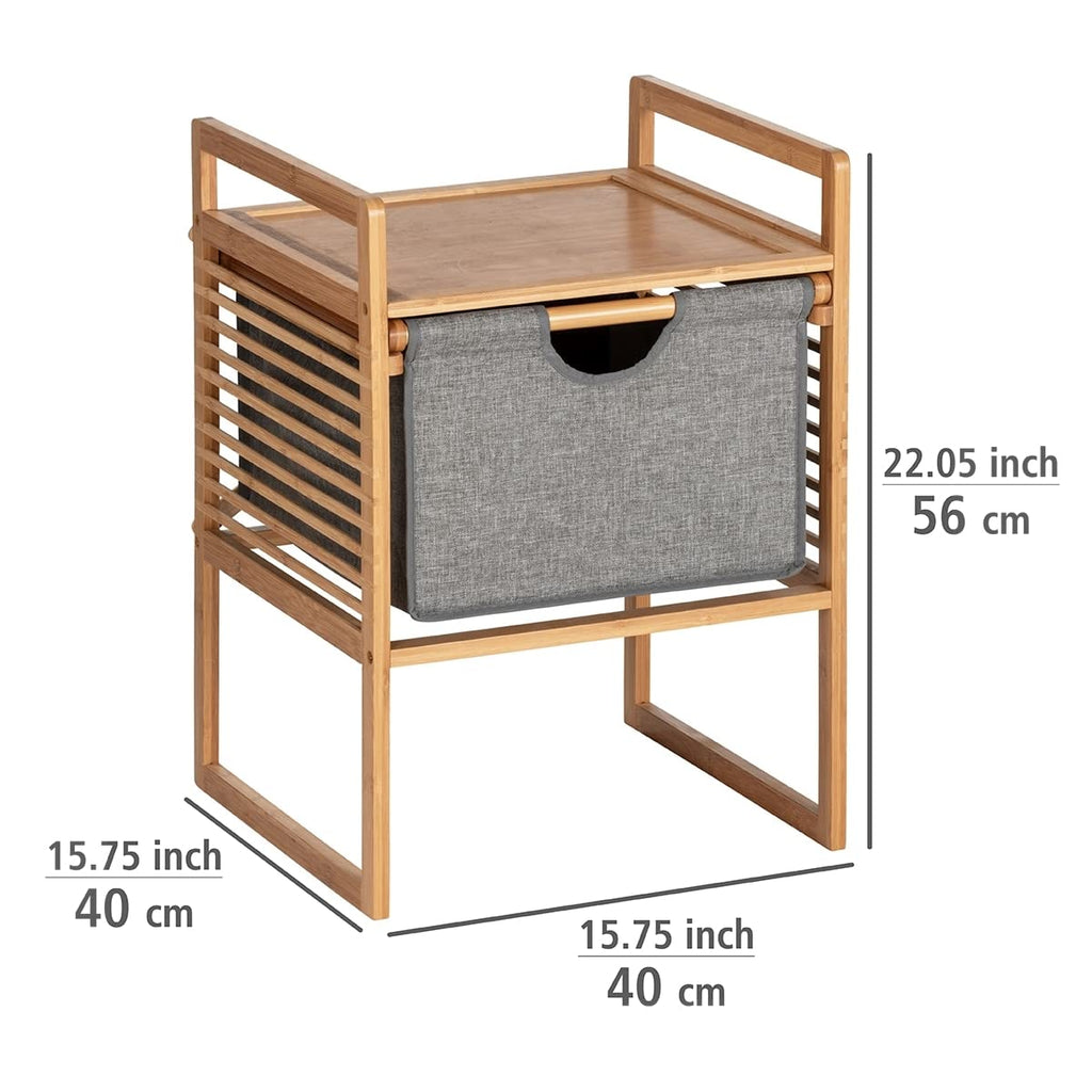Bahari Side Drawer Modern Bedside Table, Bamboo Polyester, Natural, 40 x 56 x 40 cm
