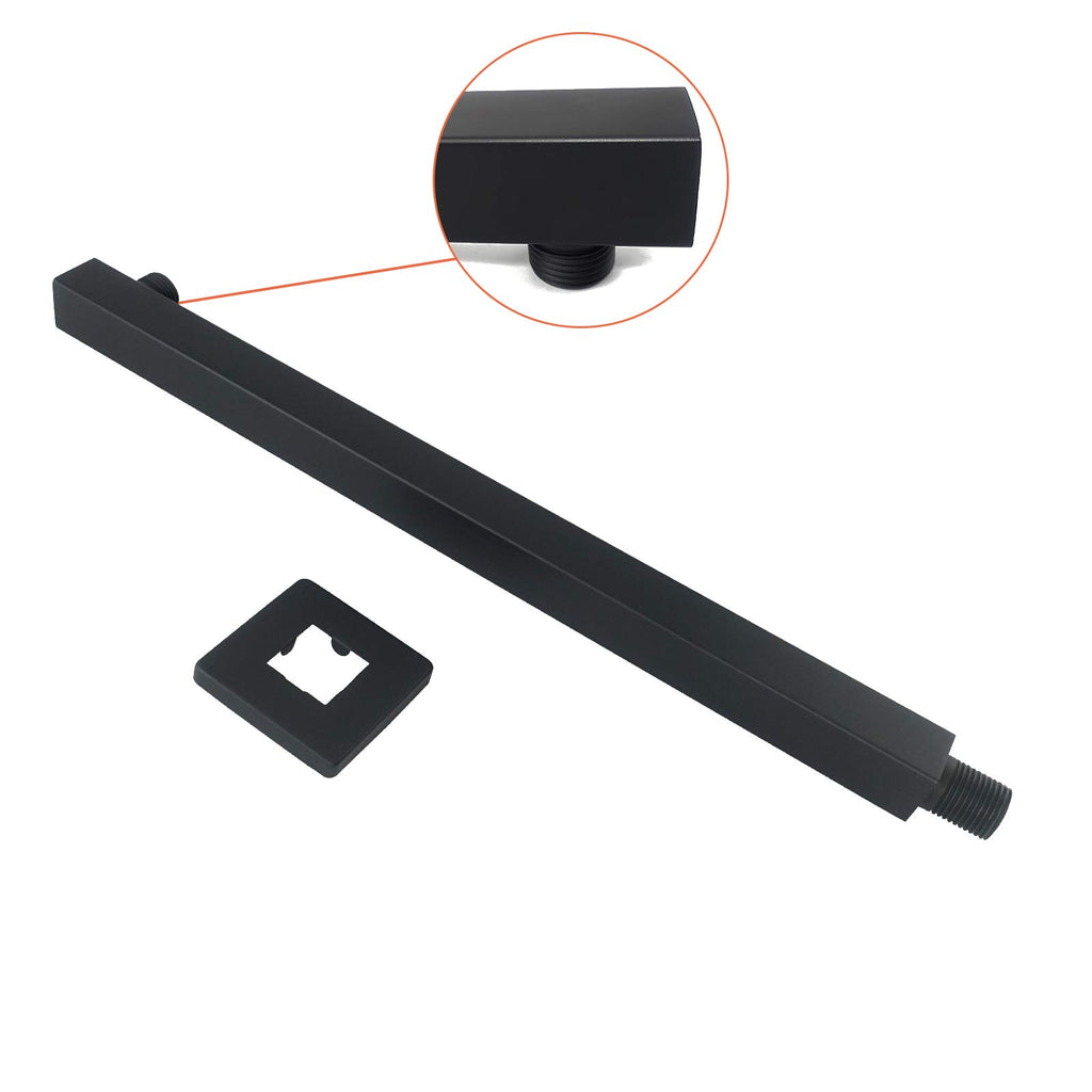 16 Inch Shower Arm, Rain Shower Head Extension Extender, With Flange and Teflon Tape, Made of Thicken Stainless Steel