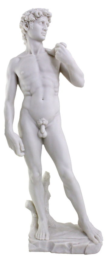 Large 19.75 Inch Tall Michelangelo's David Statue Sculpture. Premium Resin - White Marble Finish. Ships Immediately.